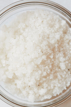 Close-up of sea salt in ramekin