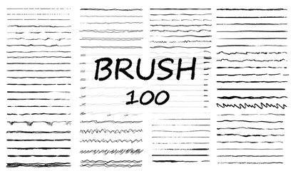 Big set of hand drawn line borders, scribble strokes and design elements isolated on white. Set of art brushes for pen. Hand drawn grunge brush strokes. Vector illustration © ZinetroN