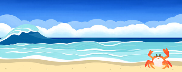 青空の海バナー　カニ
