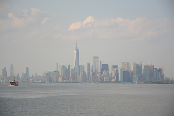 New York, NY, USA - May 30, 2019: View from Staten Island Ferry