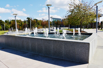 Fountains in North Carolina Veterans Park, Fayetteville, North Carolina, USA