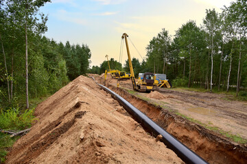 Construction Gas Pipeline Project. Natural Gas and Crude oil  Transmission in pipe to LNG plant...