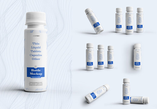 7 thin Plastic Bottle Mockups