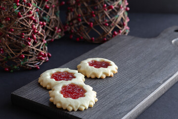 Christmas red jam filled cookies