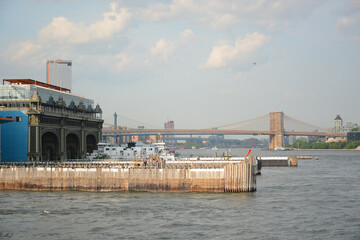 Naklejka premium New York, NY, USA - May 30, 2019: View from Staten Island Ferry