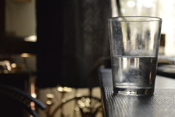 glass of water on a table
