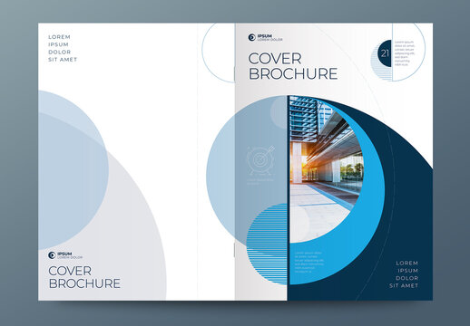 Business Report Cover Layout Set with Blue Circle Elements