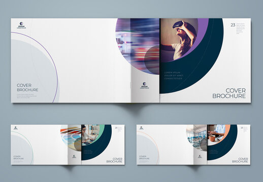 Business Landscape Cover Layout with Circle Dynamic Shapes