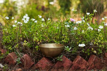 singing bowl nature background,sound theraphy