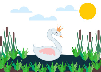 Swan, flat illustration