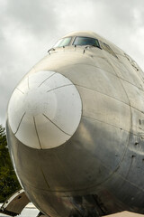 Fototapeta na wymiar Nose detail of an old airliner.