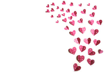  pink hearts on white background