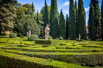 The Renaissance gardens of the Giardino Giusti, Verona, Italy.