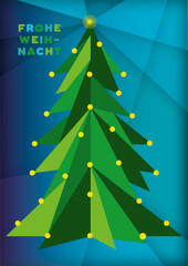 Weihnachtsbaum im Art-Deco-Stil, Vektor, flächig, Postkartenformat