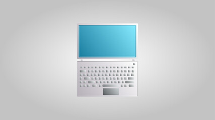 Modern digital new laptop computer for games, work and entertainment on a white background.  illustration