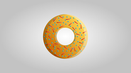 Big round tasty sweet donut on a white background. illustration
