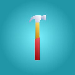 Tool for repair and construction manual hammer for hammering nails on a blue background. illustration