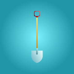 Tool for repair and construction a metal shovel for digging the earth and demolition and gardening on a blue background. illustration