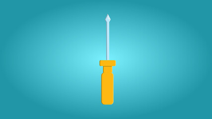 Tools for repair and construction manual yellow screwdriver for loosening screws on a blue background. illustration