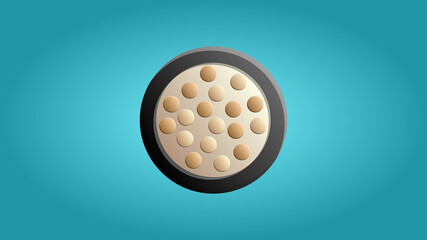 Trendy beautiful beauty glamorous trendy makeup powder on a blue background. illustration