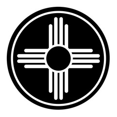Native american sun symbol in a black circle