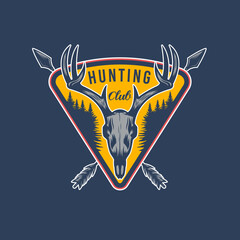 Vintage Deer Horns Hunting and Adventure Emblem Badge