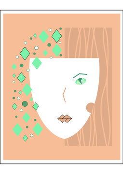 Abstract woman portrait in contemporary style. Colorful geometric face, modern vector illustration.