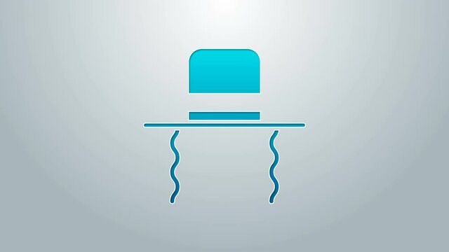 Blue line Orthodox jewish hat with sidelocks icon isolated on grey background. Jewish men in the traditional clothing. Judaism symbols. 4K Video motion graphic animation