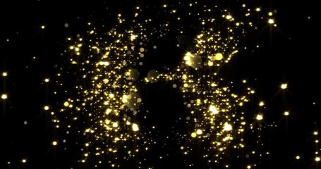 New Year countdown of gold glittering numbers.  Golden glistering count down with sparkling glow effect