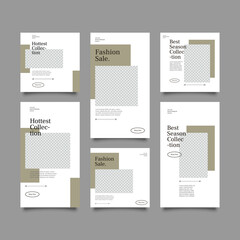 Set of Editable banner social media post and story template. Suitable for social media stories post and web mobile ads. Vector with photo collage	