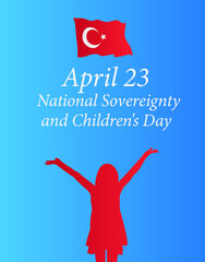 April 23 National Sovereignty and Children's Day. Vector drawing.