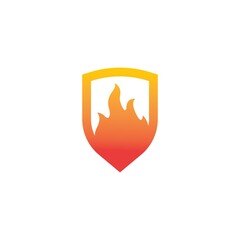 shield with fire flame logo vector icon illustration