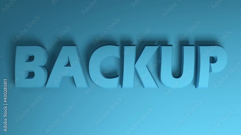 Poster the blue write backup passing from right to left on blue background - 3d rendering video clip animat