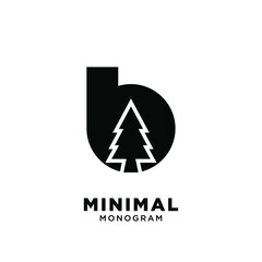 Letter e pine tree initial logo design