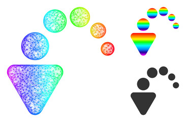 Spectrum colored wire frame undo, and solid spectral gradient undo icon. Wire frame flat network geometric image based on undo icon, generated with crossing lines.