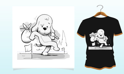 Dog walking with wealth t-shirt design, Dog t shirt Vector Graphics to download