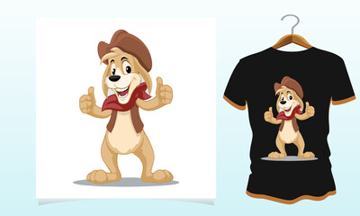 Western dog thumbs up t-shirt design, Dog t shirt Vector Graphics to download