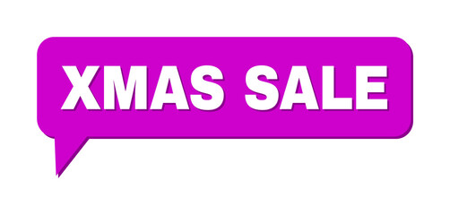 Speech XMAS SALE Colored Cloud Message. XMAS SALE label is located inside colored cloud with shadow. Vector quote label inside message frame.