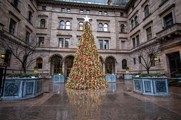 The Christmas tree in the courtyard of the Lotte New York Palace in New York City
