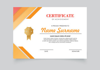 Modern certificate template gradients color design. Easy for print.