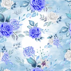 Watercolor seamless pattern in classic blue