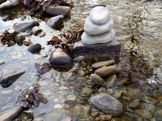 a stream flows with clear water and stones