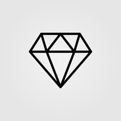 Diamond icon in line design style. Brilliant symbol. Vector illustration.