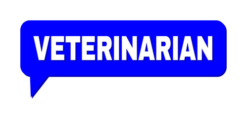 Chat VETERINARIAN Colored Bubble Message. VETERINARIAN text is located inside colored bubble with shadow. Vector quote text inside message frame.