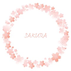 Fototapeta na wymiar ピンクの桜の丸いフレームイラスト
