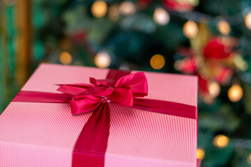 Pink gift box for christmas gift
