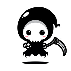 cute grim reaper character vector design