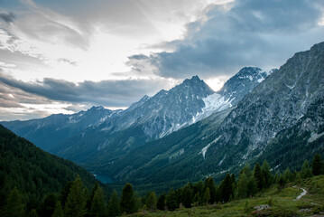 Fototapeta na wymiar View from Passo di Stalle (Staller Sattel, Staller Saddle) in High Tauren, East Tirol