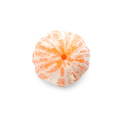 Peeled fresh tangerine isolated on white. Citrus fruit