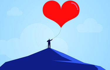 Kite flying and heart shape, freedom and love